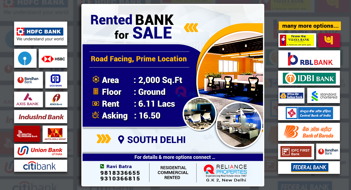 Rented Bank for Sale: Tenant- Pvt. Bank