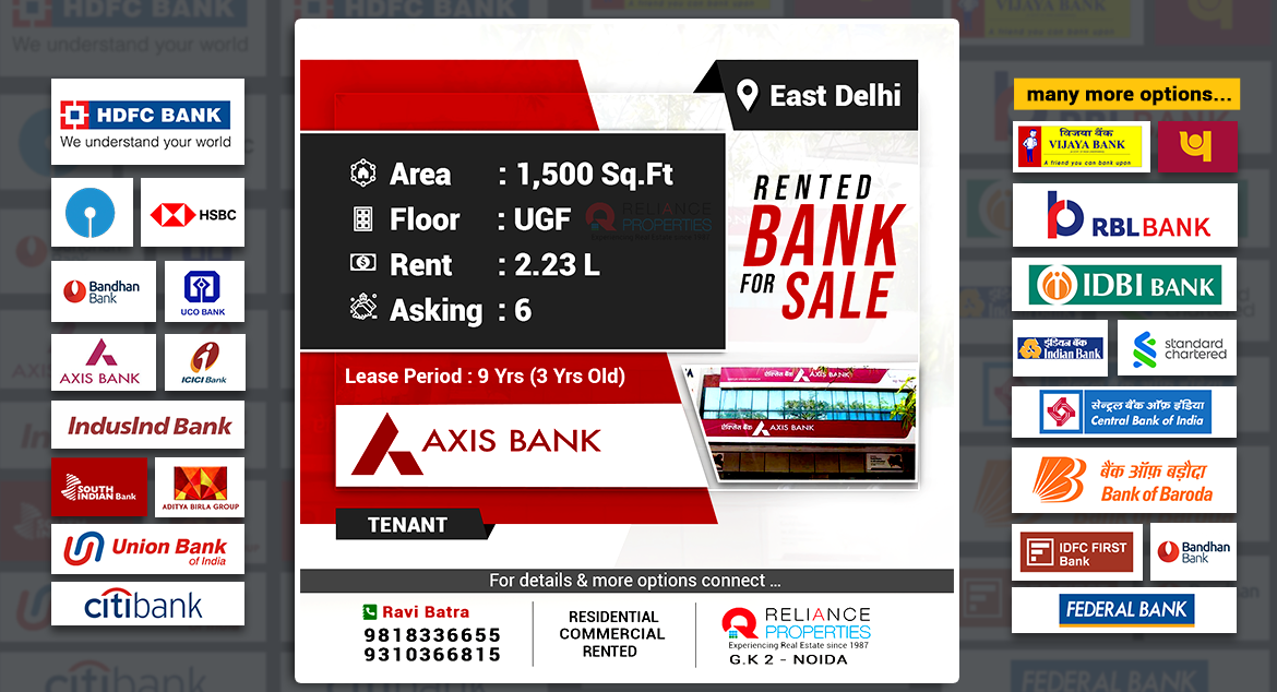 Rented Bank for SALE (Tenant: Axis Bank)