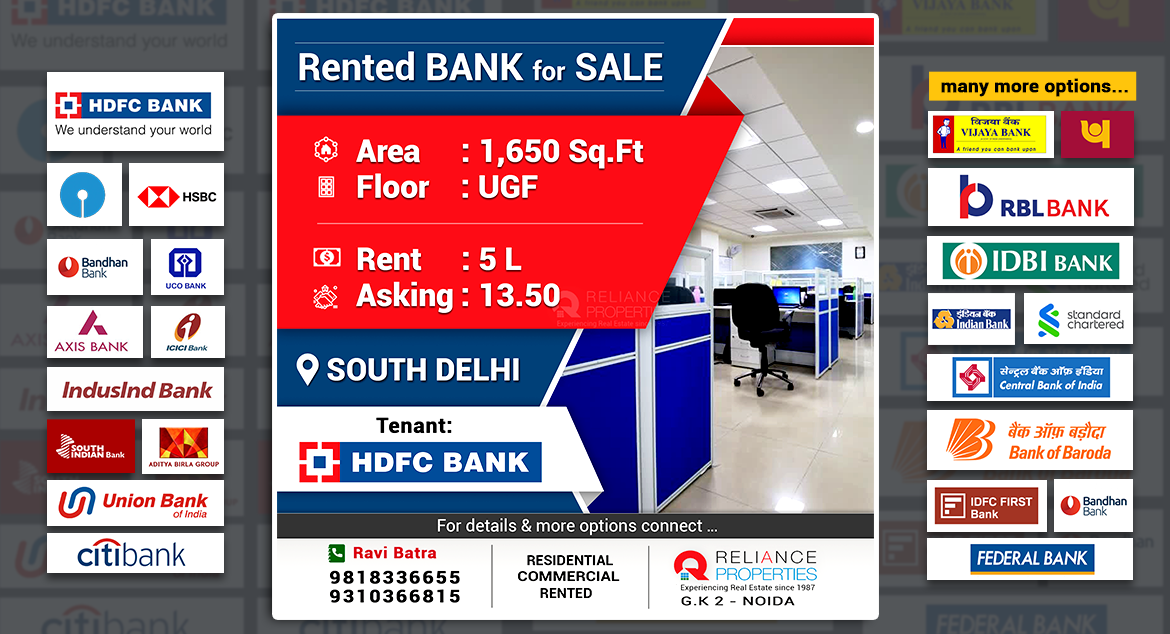 Rented Bank for SALE (Tenant: HDFC Bank)