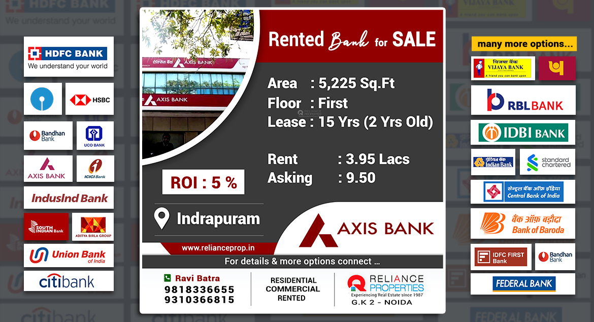 Rented Bank for SALE (Axis Bank)